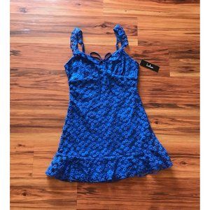 Lulu’s layered micromesh floral embroidered dress NWT